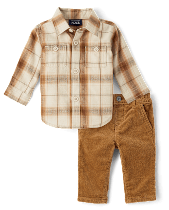 Baby Boys Dad And Me Plaid Flannel 2-Piece Outfit Set