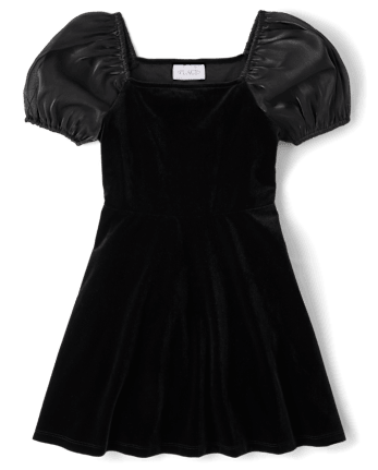 Girls Velour Fit And Flare Dress