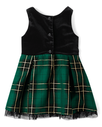 Toddler Girls Matching Family Plaid Velour Fit And Flare Dress