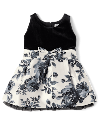 Toddler Girls Floral Velour Fit And Flare Dress