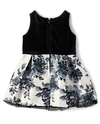 Toddler Girls Floral Velour Fit And Flare Dress