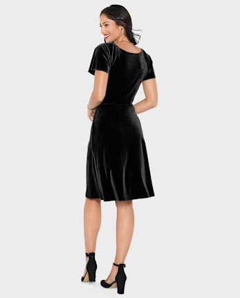 Womens Matching Family Velour Fit And Flare Dress