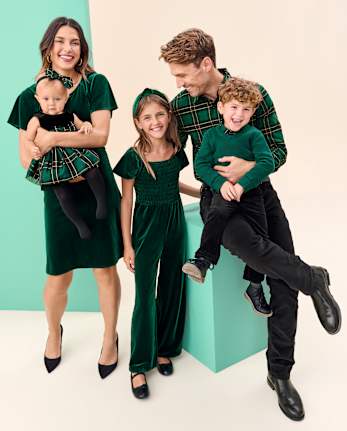 Girls Short Flutter Sleeve Smocked Wide Leg Velour Jumpsuit GREEN The Children s Place