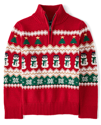 Boys Matching Family Christmas Fairisle Half Zip Sweater