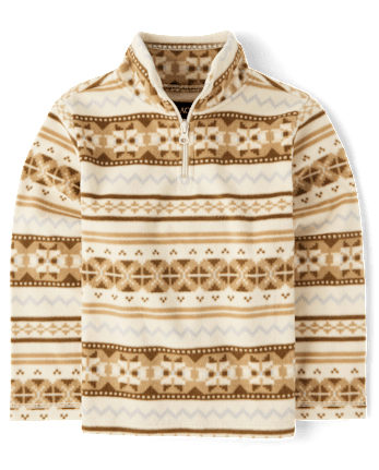 Boys Print Microfleece Half Zip Pullover