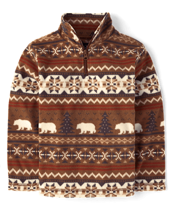 Boys Print Microfleece Half Zip Pullover