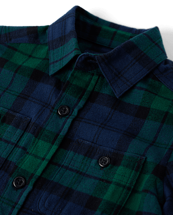 Boys Plaid Flannel Button Up Shirt