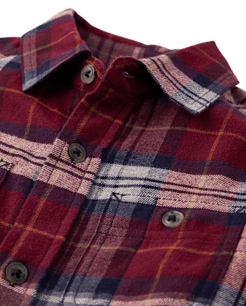 Boys Plaid Flannel Button Up Shirt