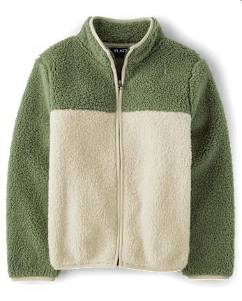 Boys Long Sleeve Colorblock Sherpa Zip Up Jacket - BROWN | The Children's  Place