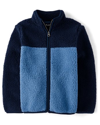 Boys Colorblock Sherpa Zip Up Jacket