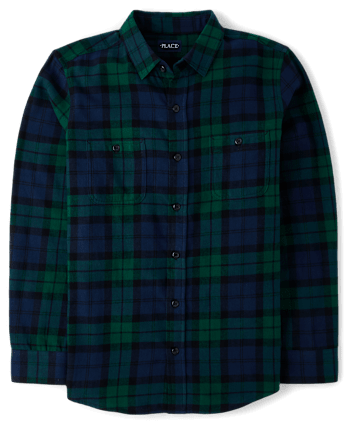 Mens Dad And Me Plaid Flannel Button Up Shirt