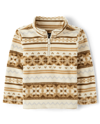 Toddler Boys Long Sleeve Print Microfleece Half Zip Pullover BROWN The Children s Place