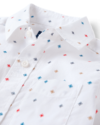 Boys Print Poplin Button Up Shirt