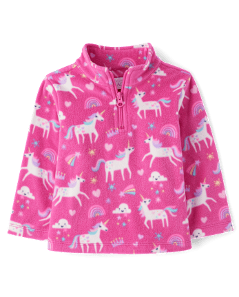Toddler Girls Print Microfleece Half Zip Pullover