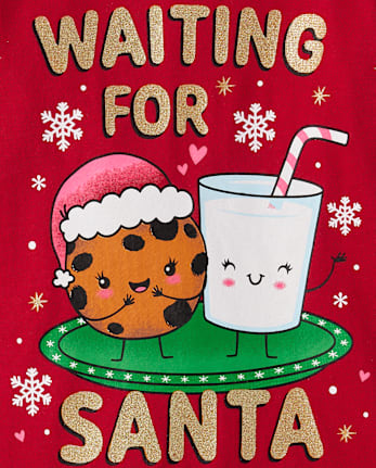 Baby And Toddler Girls Waiting For Santa Graphic Tee