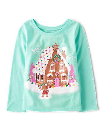 Baby And Niños pequeños Niña Gingerbread House Camisetas estampadas