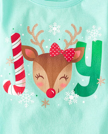Baby And Niños pequeños Niña Joy Reindeer Camisetas estampadas