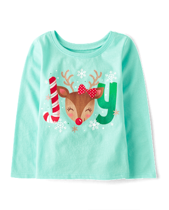 Baby And Niños pequeños Niña Joy Reindeer Camisetas estampadas