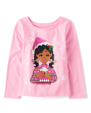 Baby And Toddler Girls Christmas Girl Graphic Tee