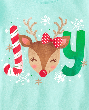 Girls Joy Reindeer Graphic Tee