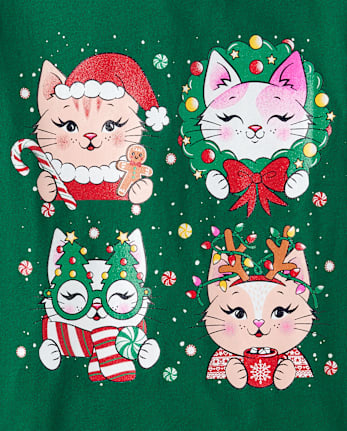Camisetas estampadas Niña Christmas Cat
