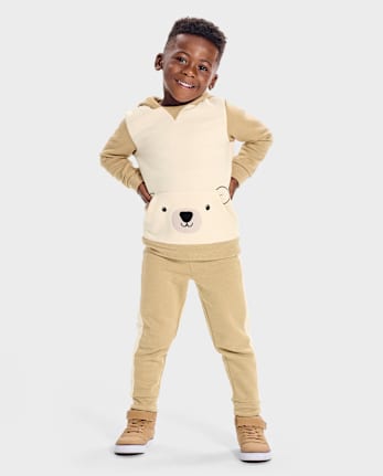 Baby And Toddler Boys Active Long Sleeve Polar Bear Fleece Hoodie And Jogger Pants 2 Piece Outfit Set SIERRA TAN The Children s Place