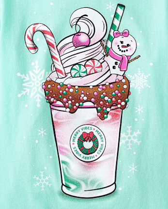 Girls Christmas Milkshake Graphic Tee
