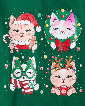 Camisetas estampadas Niña Christmas Cat
