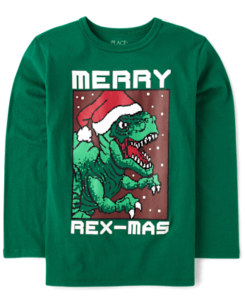 Camisetas estampadas Dino Merry Rex-Mas para niño