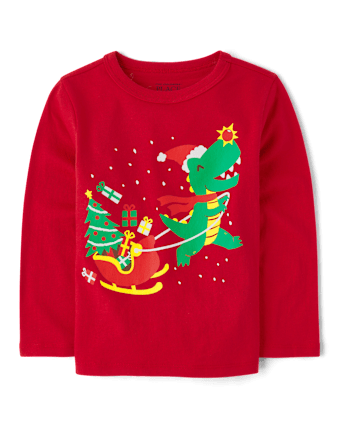 Baby And Toddler Boys Christmas Dino Graphic Tee