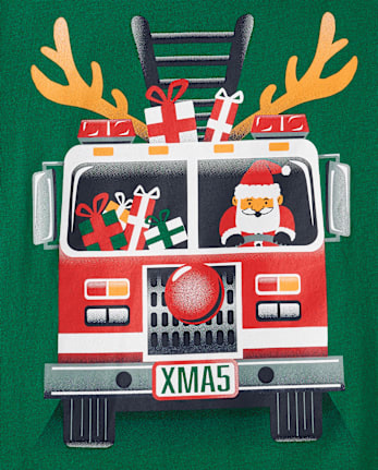 Baby And Niños pequeños Boys Christmas Fire Truck Camisetas estampadas