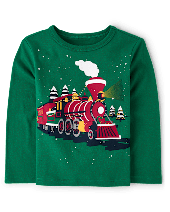 Baby And Toddler Boys Christmas Train Graphic Tee