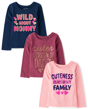 Baby And Toddler Girls Family Graphic Tee 3-Pack