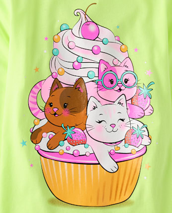 Girls Cat Dessert Graphic Tee 2-Pack