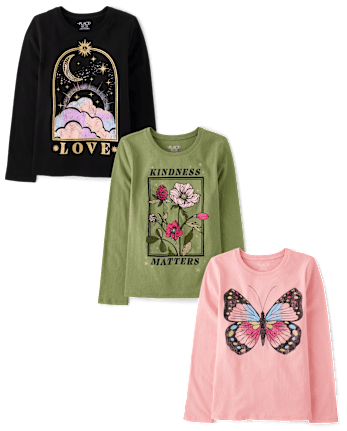 Girls Positivity Graphic Tee 3-Pack