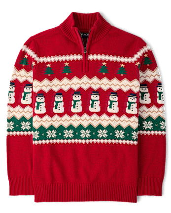 Mens Matching Family Christmas Fairisle Half Zip Sweater