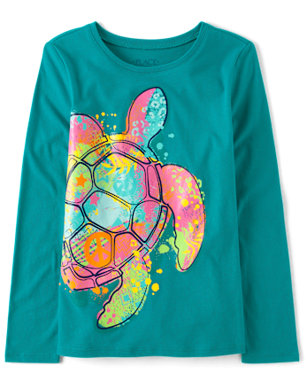 Girls Rainbow Turtle Graphic Tee