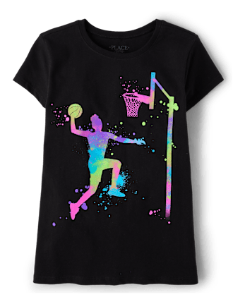 Girls Paint Splatter Basketball Player Graphic Tee