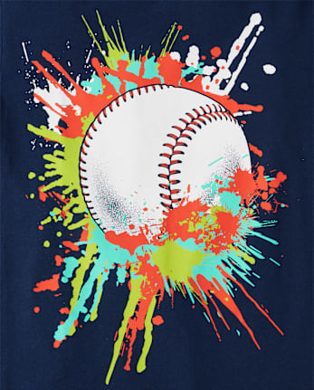 Boys Baseball Paint Splatter Graphic Tee