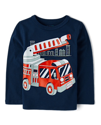 Baby And Toddler Boys Fire Truck Graphic Tee