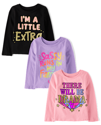 Baby And Toddler Girls Sassy Graphic Tee 3-Pack