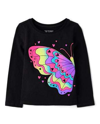 Baby And Toddler Girls Rainbow Butterfly Graphic Tee