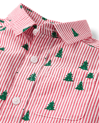Baby And Toddler Boys Print Poplin Button Up Shirt
