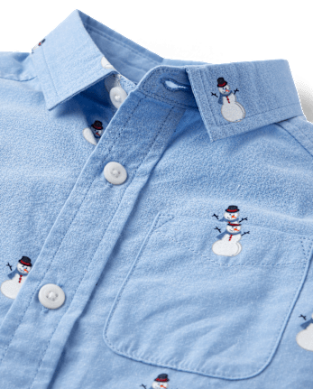 Baby And Toddler Boys Print Poplin Button Up Shirt