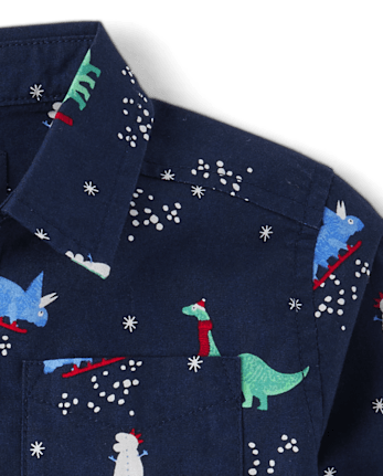 Baby And Toddler Boys Print Poplin Button Up Shirt