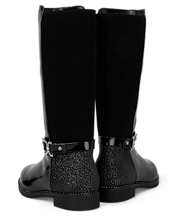 Girls Jeweled Buckle Tall Boots