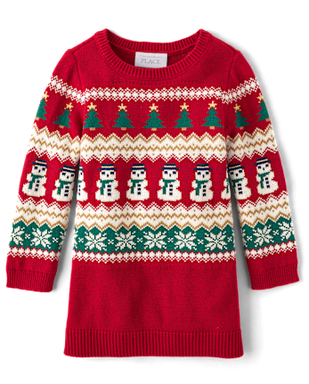 Baby And Toddler Girls Matching Family Christmas Fairisle Sweater Dress