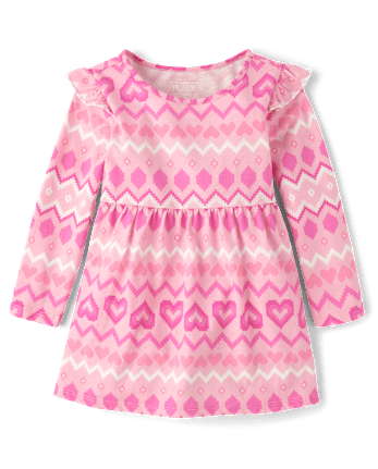 Baby And Toddler Girls Heart Fairisle Flutter Dress