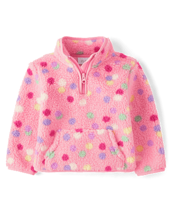 Toddler Girls Print Sherpa Half-Zip Pullover