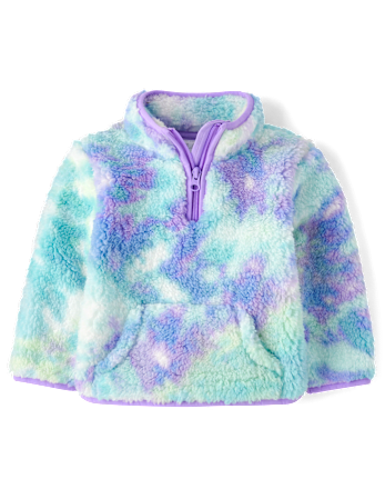 Toddler Girls Print Sherpa Half-Zip Pullover